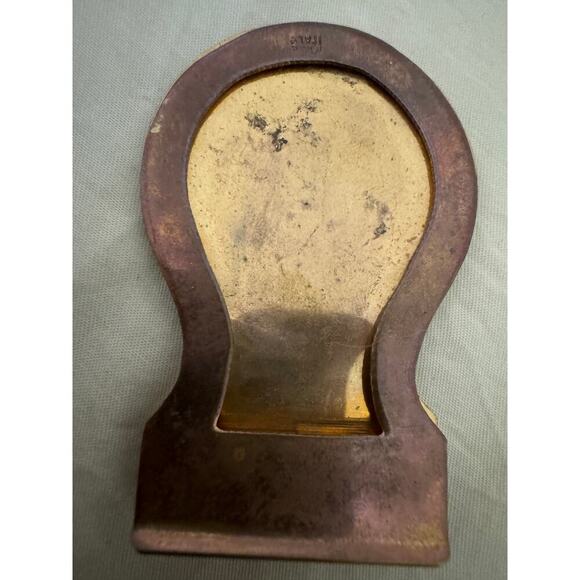 Vintage Money Clip Brass and Copper Amber Glass Marked Italy, Father's Day - Picture 7 of 11